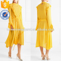 Asimétrico con volantes de manga larga amarillo Midi Summer Daily Dress Fabricación al por mayor de prendas de vestir de mujer de moda (TA0022D)